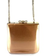 Rose Gold Colored Vintage Evening Crossbody Purse W/Gold Bow Accent - $34.95