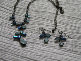 Estate Demi Frosted &amp; Not Shades of Blue Rhinestone Abstract ANGEL Necklace - £12.69 GBP