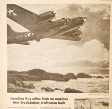 1943 Studebaker Boeing Flying Fortress Advertisement WW2 Era Aviation DWP7A - €30,02 EUR