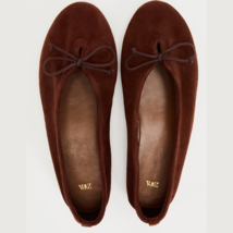 ZARA BNWT 2024. BROWN SUEDE LEATHER BOW BALLET FLATS. 1538/310 - £70.87 GBP