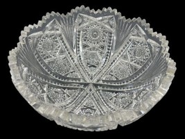 Crystal Glass Bowl Brilliant Serving Jagged Edge 9&quot; x 4&quot; Fruit Round Sta... - $75.00
