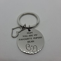 Mother&#39;s Day Gift Mom You&#39;re My Favorite Human Bean Keychain Keyring Heart Metal - £7.76 GBP