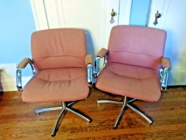 Pair of Steelcase Chrome Office Chairs - Made in USA - Swivel Tanker Desk - £396.90 GBP