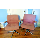 Pair of Steelcase Chrome Office Chairs - Made in USA - Swivel Tanker Desk - £396.64 GBP