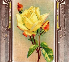 1912 Happy Birthday Rose Striped Art Nouveau Embossed American Art Postcard - $14.95
