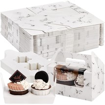 60 Pack Cupcake Boxes With Window And Handles, 2 Holders Paper Cupcake Holders C - £31.63 GBP