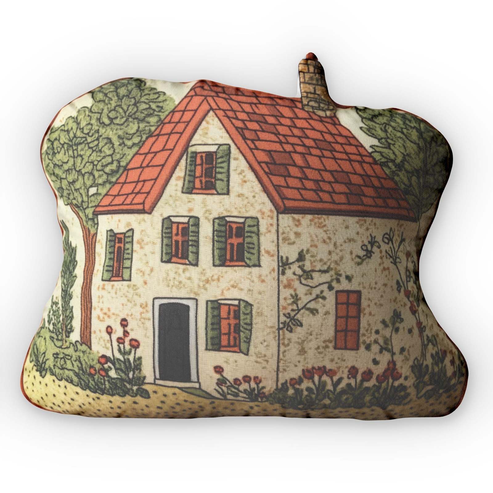 House in Woods, Woodland Gift, Plush Shaped Pillow - $44.67+