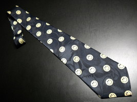 Brothers Neck Tie Dark Blue with Lots of Yellow Smiley Faces - £8.59 GBP