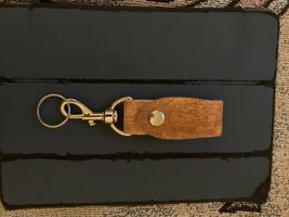 Heavy Leather Belt Loop Key Ring/Chain/ Key Fob Holder Snap & Swivel Hook USA image 3