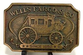 Vtg Wells Fargo Solid Brass Belt Buckle-BAF - $26.24