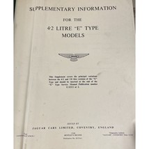 Original Jaguar 3.8 E-Type Supplementary Info Manual for 4.2 Grand Touring Model - $94.05