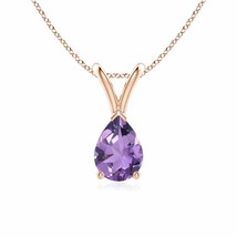 V-Bale Amethyst Solitaire Pendant in 14K Rose Gold (Grade- A, Size- 7x5MM) - £203.01 GBP