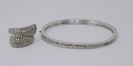 Dallas Prince Sterling Silver Marcasite Bangle Bracelet &amp; Ring - £59.93 GBP