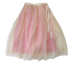 NWT J.Crew Tulle Ball Skirt in Pale Buff Pink Pleated Ribbon Belt A-line 8 - £77.87 GBP