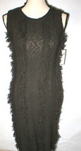 Womens NWT $298 Worth New York XS P Dress Coco Dark Brown Fringe Sleeveless Knit - £235.82 GBP