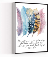 KEJPU Canvas Wall Art Modern Art Print Bible Verse Psalm 91 4 Poster,Bir... - £22.53 GBP