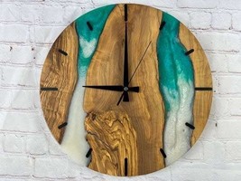 Ocean Blue Epoxy Clock, Wall Clock, Wood Clock, Handmade Resin Crystal Clock - £1,171.05 GBP