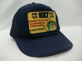 KILT Radio Bass Fishing Texas Rectangle Patch Hat VTG Blue Snapback Trucker Cap - £23.97 GBP