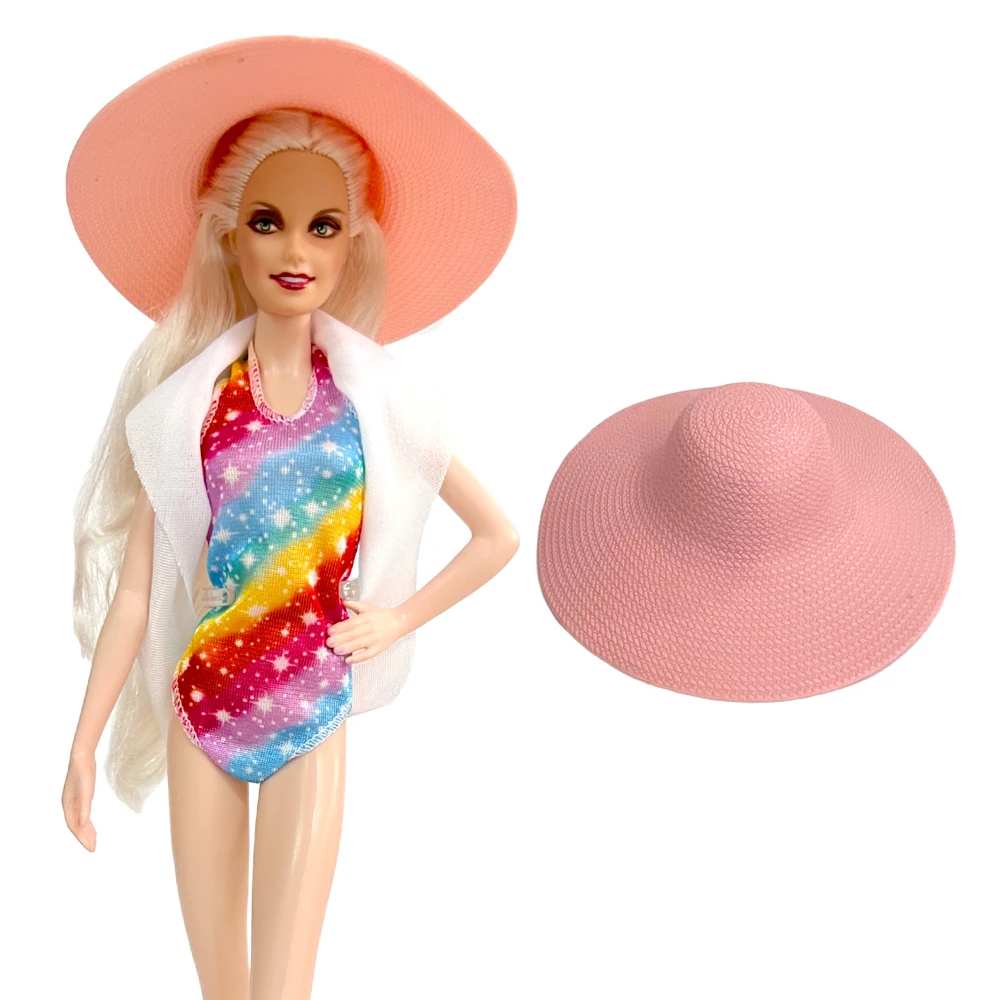 NK Hot Sell 1/6 Princess Fashion Pink Plastic Popular Beach Sun Hat &amp; Swimsuits - £8.34 GBP+