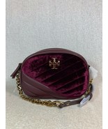 NWT Tory Burch Black Cherry Kira Chevron Velvet Small Camera Bag $358 - $358.00