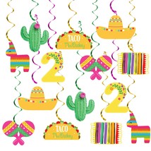 20Pcs Taco Twosday Birthday Party Hanging Swirl Decorations, Mexican Fiesta 2Nd  - £14.38 GBP