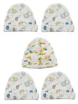 Bambini One Size Unisex Beanie Baby Caps (Pack of 5) 100% Cotton Prints - $16.94