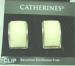 Beautiful Catherines White On Silver Sensitive Ear Clip Earrings - £6.18 GBP