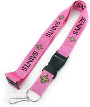 NFL New Orleans Saints Logo on Pink w/Black Lettering 24&quot; by 1&quot; Lanyard ... - £7.16 GBP