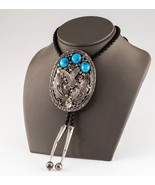 Argento Sterling Decorativo Scolpito Bolo Cravatta Con Turchese Accenti ... - $1,154.10 CAD