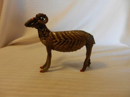 Vintage Hand Made Big Horn Sheep Ram Figurine Made From Palm Fronds - £40.09 GBP
