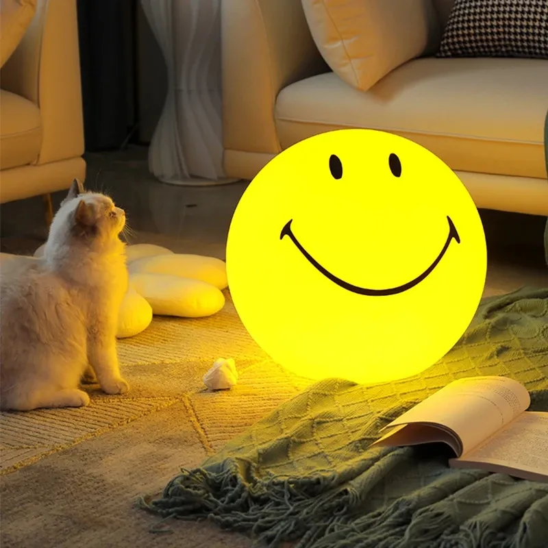 Nordic Home Decoration Night Light Smile Face Night Lamp Rechargeable Be... - $37.04+