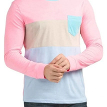 Brooklyn Cloth Men’s Long Sleeve Color Block Pocket T Shirt Pink/Blue/Tan-XL - $15.97