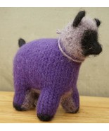 Hand Crafted Baby Toddler Plush Toy Fuzzy Purple &amp; Black Knitted Wool Sheep - £19.99 GBP