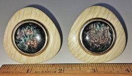 Vintage Retro Clip on Abalone Shell Earrings - $8.79