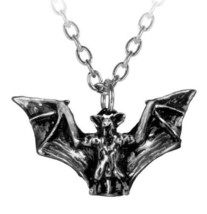 Alchemy Gothic Vampyr Pendant Classic Flying Vampire Bat Pewter Necklace... - $12.95