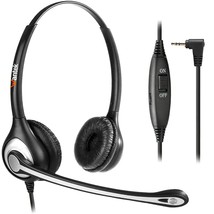 Phone Headset With Microphone Noise Cancelling &amp; Volume Controls, 2.5Mm ... - £39.31 GBP
