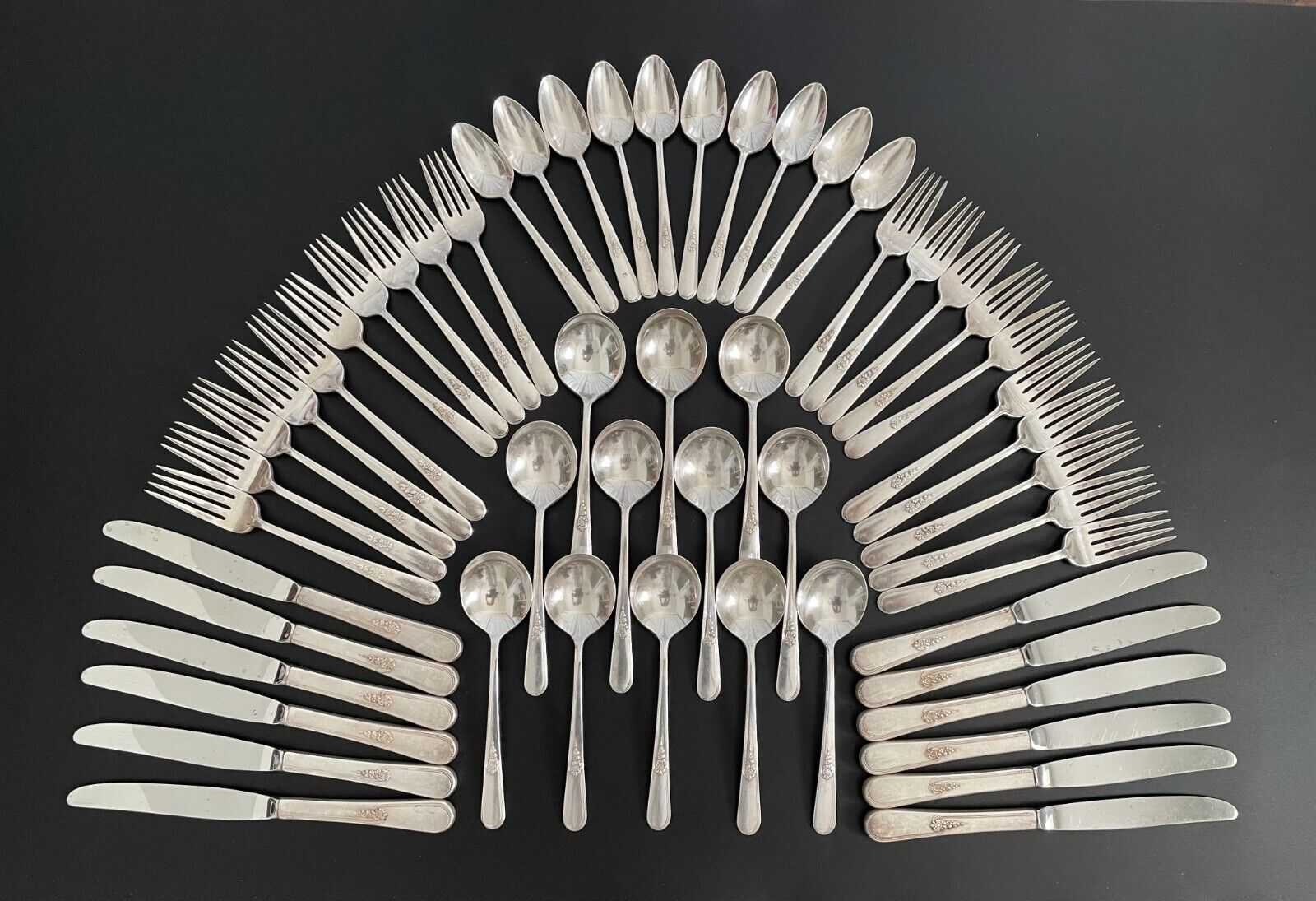 Primary image for International Silver Holmes & Edwards Youth 54 pc Flatware Set for 10 Floral