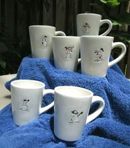 Set of 6 Williams-Sonoma Holiday Mugs Christmas Cups Snowmen Retired Cot... - $54.45
