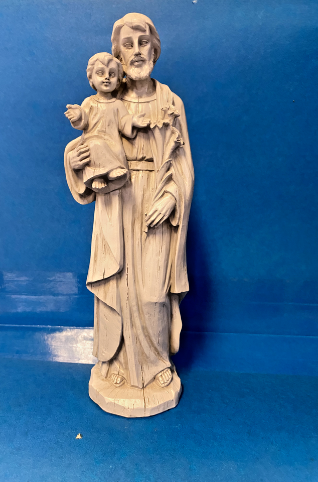 Saint Joseph with Child  8" Stone Finish Statue, New