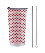 Mondxflaur Red Hearts Steel Thermal Mug Thermos with Straw for Coffee - $29.37 CAD