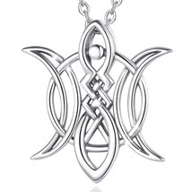925 Sterling Silver Triple Moon Goddess Necklace Hecate Amulet Pendant vintage T - £29.32 GBP