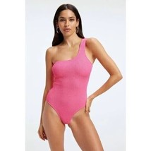Good American Always Fits Hot Shoulder One Piece Swimsuit Pink 1/2 S/M - $38.57