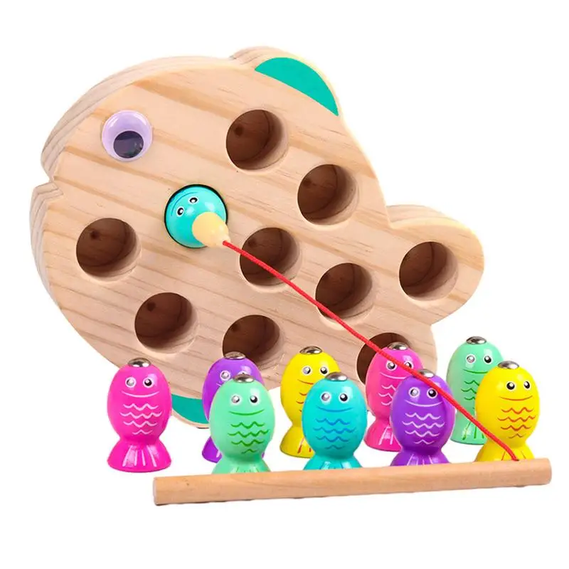 Wooden Magnetic Fishing Game Toy Improve Coordination Fish Patterns Wood Block - £25.33 GBP+