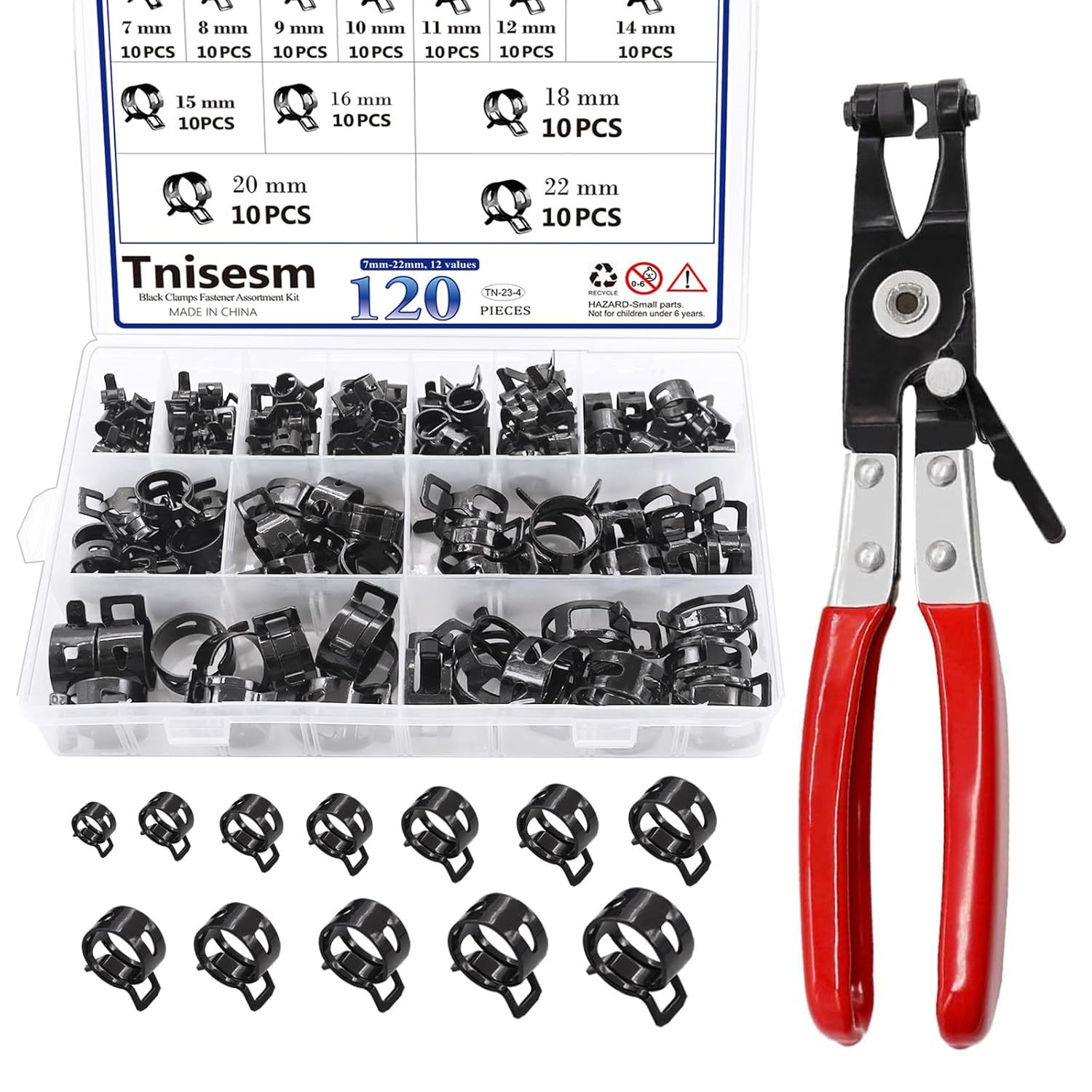 Tnisesm 121Pcs 7-22Mm Spring Hose Clamp Assortment Kits With Swivel Flat... - $31.97