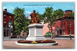 Longfellow Monument Portland Maine ME UNP Linen Postcard Y3 - £2.29 GBP