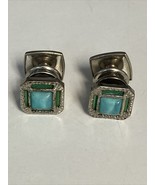 Antique Baer &amp; Wilde Silvertone &amp; Blue Enamel Kum-a-Part Two Sided Cuff ... - $61.05 CAD