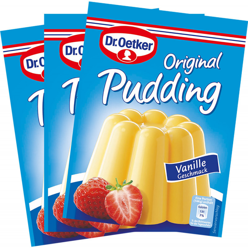 Dr. Oetker Original Vanille Geschmack (Vanilla) Pudding 3 Pack Puddings & Dessert Mixes