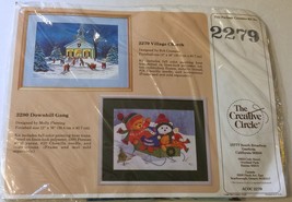 VTG Creative Circle Stamped Cross Stitch Village Church 12&quot; x 16&quot;  2279 ... - $23.75