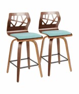 LumiSource Folia Walnut Teal Swivel Barstools - $326.99