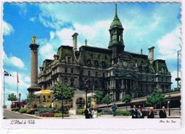 Quebec Laminated Postcard Montreal Hotel de Ville City Hall Nelson&#39;s Column - £2.32 GBP
